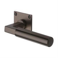 BAU1926-MB - Heritage Brass Door Handle Lever Latch on Square Rose Bauhaus Design Matt Bronze Finish