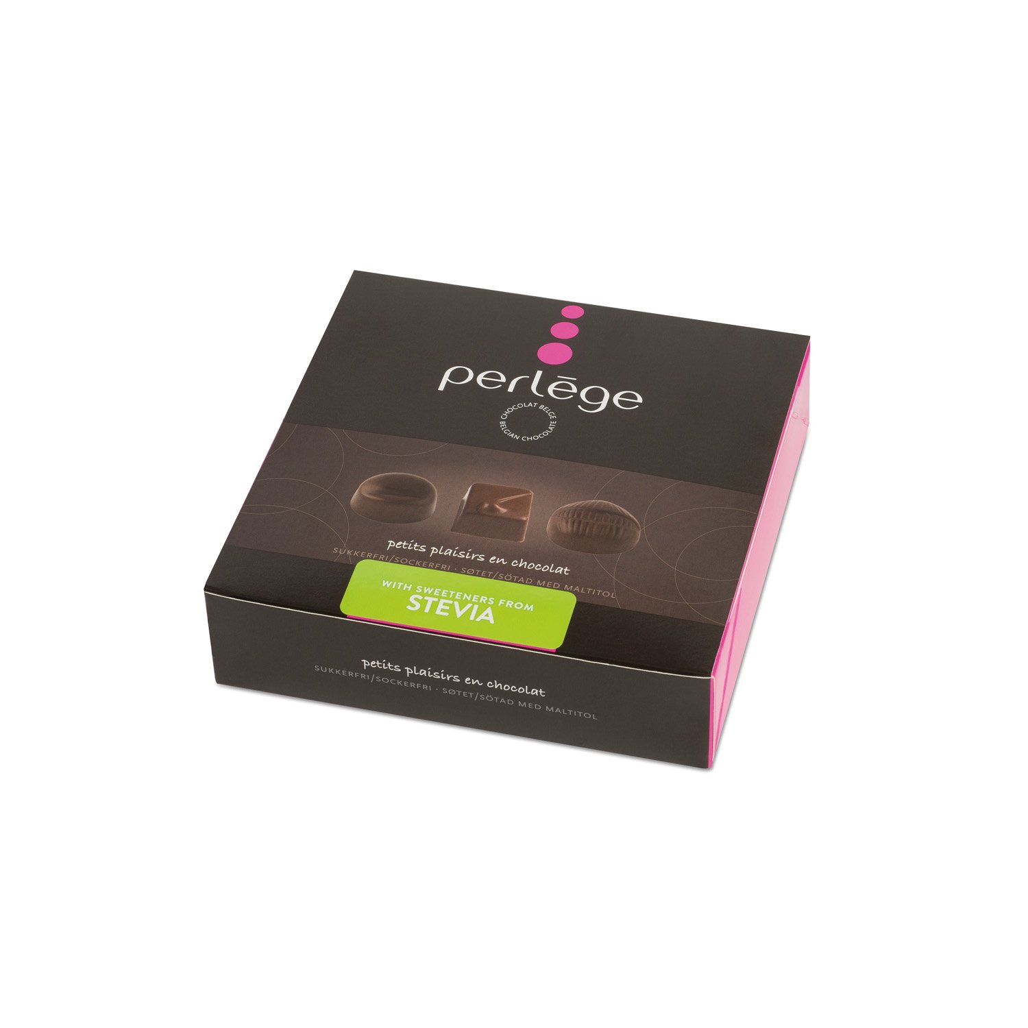 Perl?ge box of Belgian chocolates sweetened with Stevia - 6x125g