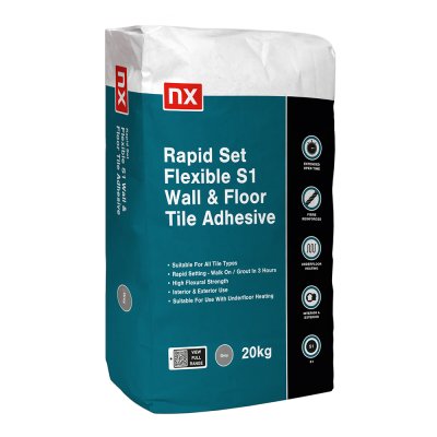 NX Rapid Set Flexible Wall & Floor Tile Adhesive Grey S1 20kg 82-62