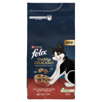 Felix Doubly Delicious Dry Cat Beef, Chicken & Veg 2kg x 1