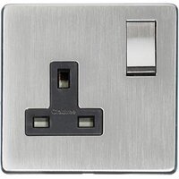 Heritage - Studio - 1Gang 15a Switched Socket Satin Chrome - Black | LV0901.4164