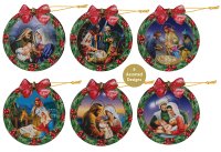 Wood Christmas Tree Ornaments/Set of 6   (89209)