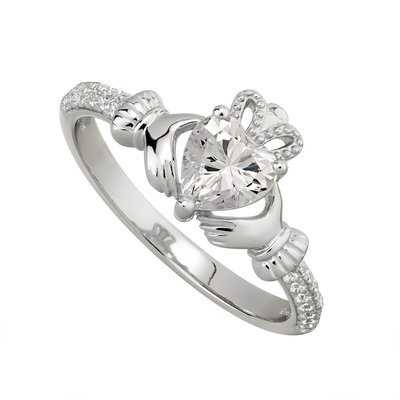 sterling silver claddagh ring april birthstone s2106204 from Solvar