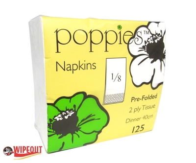 DINNER NAPKINS WHITE 8-Fold 40cm 2 Ply c/s 2000