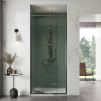 ETO INFOLD DOOR 900MM GUNMETAL WITH CLEAR GLASS