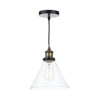 RAY SINGLE PENDANT, ANTIQUE BRASS, CLEAR GLASS