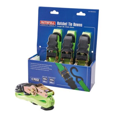 Faithfull 4 Piece Ratchet Tie Down Set