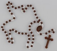 Plastic Corded Rosary - Brown (59993)