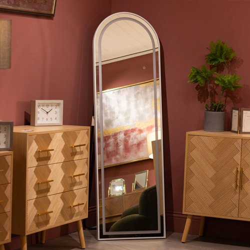 LED Cheval Arch Mirror 160cm x 20cm - White 