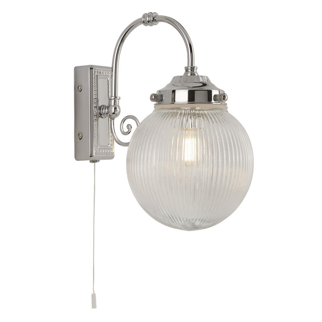 Searchlight Belvue Bathroom Wall Light - Chrome & Clear Glass