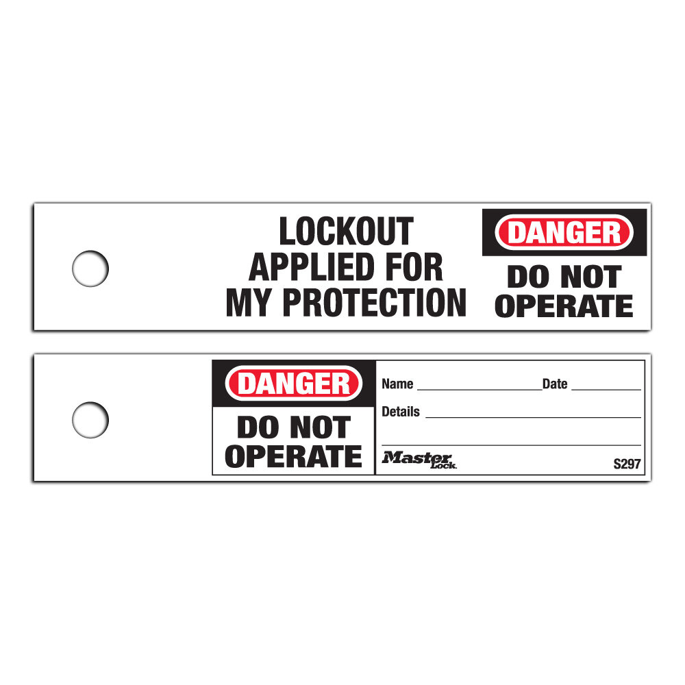 Master Lock Do not operate safety maintenance tag, english