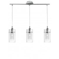 Duo 1 Chrome 3 Light Bar Pendant With Double Glass Cylinder Shades