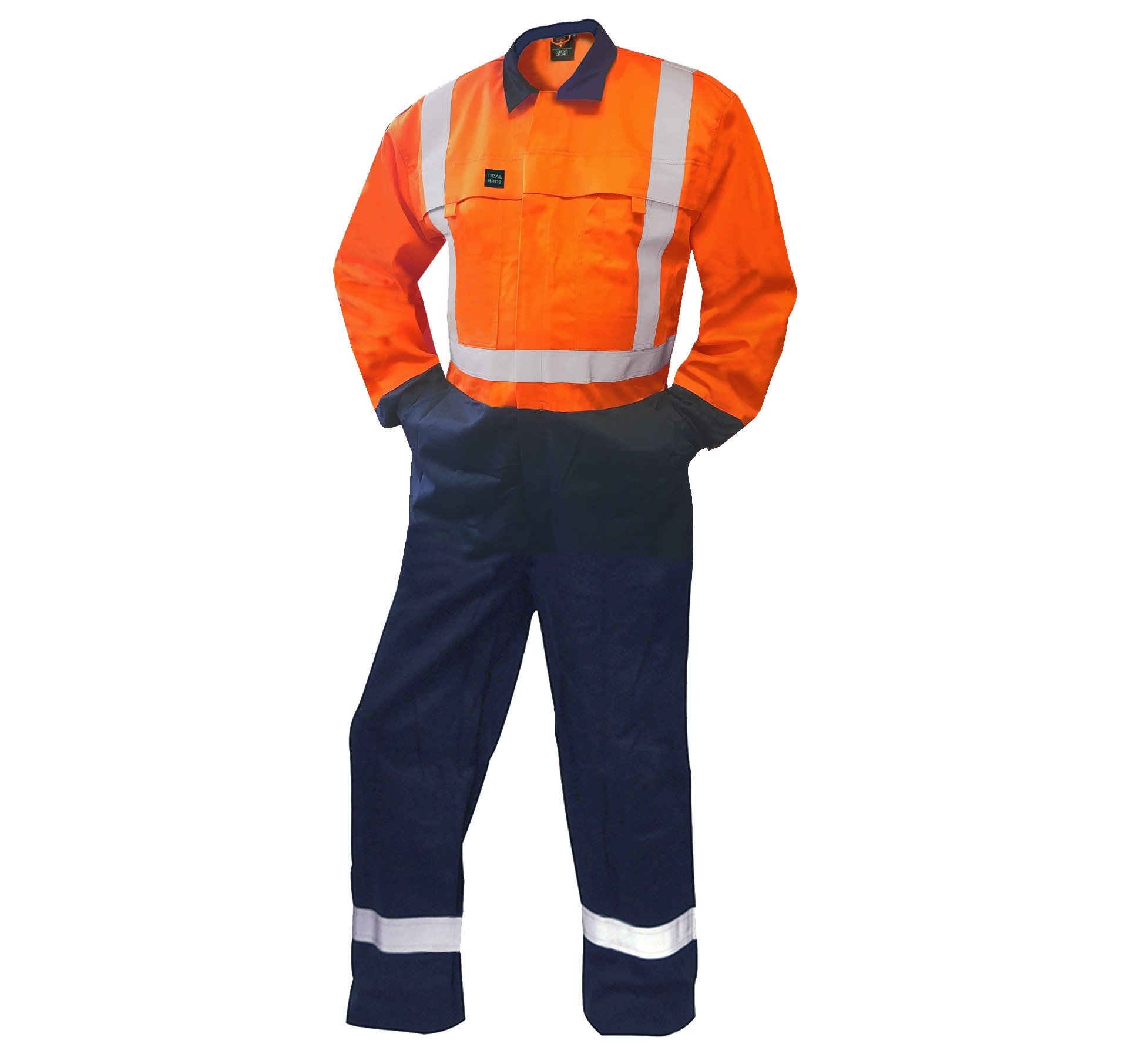FR Overalls, 11Cal, D/N, Orange/Navy
