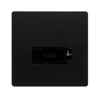 13A LOCKABLE FUSED CONNECTION UNIT - MATT BLACK COVER PLATE - BLACK INSERT