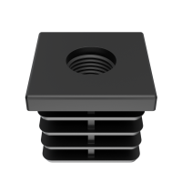 Square Insert Threaded 19.0mm X 19.0mm X (3/4") x M8 Black HIPS