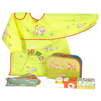 Finger paint creativity case for kids - with an apron!