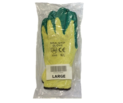 MAX GRIP Glove Latex Palm Coated Green (Pair)