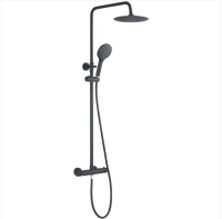 Orca Black Thermostatic Bar Mixer Shower & Round Rainhead