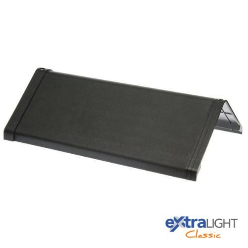 black extralight classic ridge roof tile, with extralight classic logo