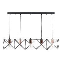 MIDI 5 LIGHT MATT BLACK AND COPPER BAR PENDANT