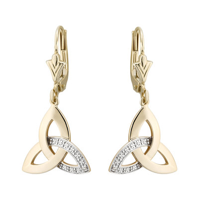 10k gold diamond trinity knot drop earrings s33988 from Solvar
