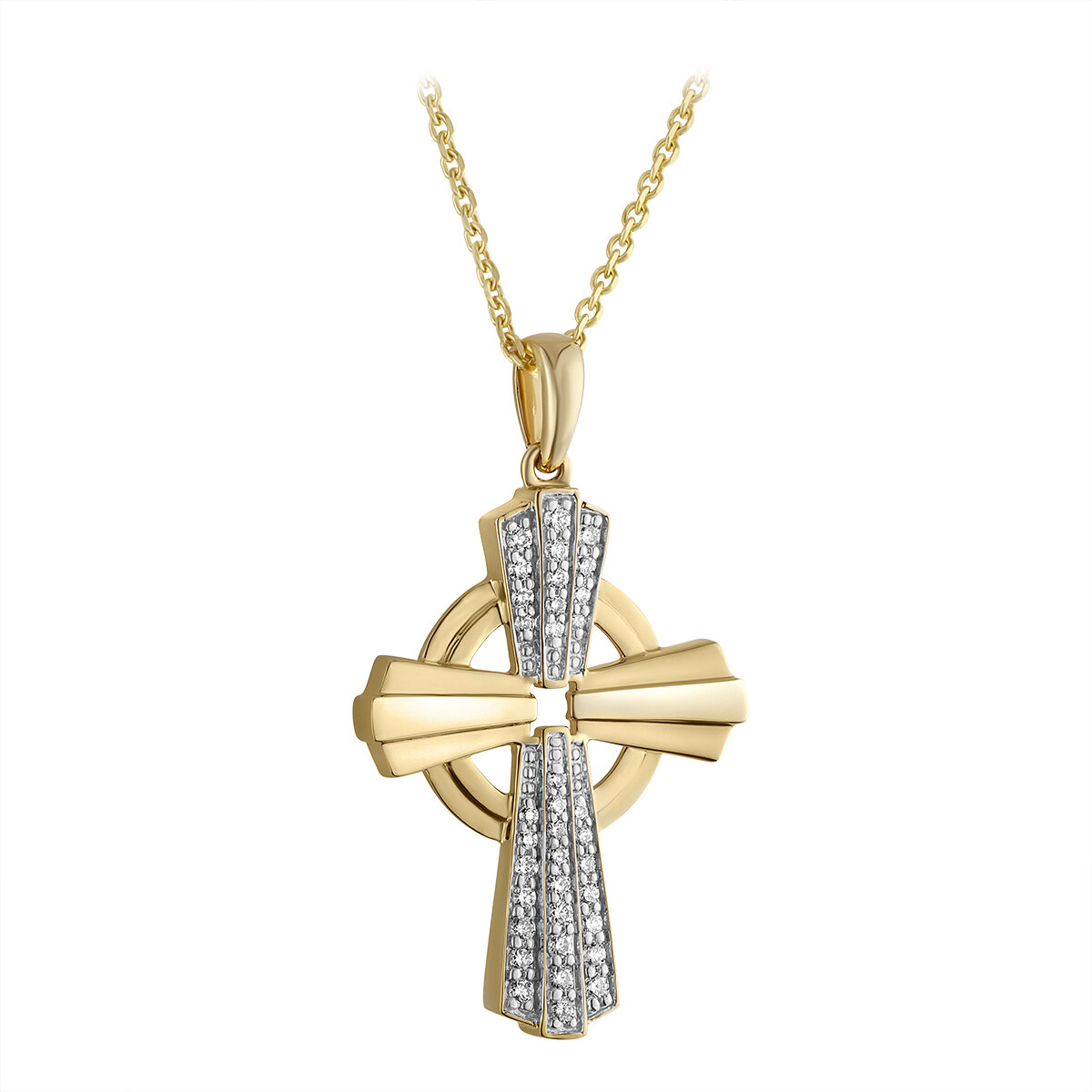 14K Gold Diamond Celtic Cross Necklace 