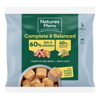 Natures Menu Frozen Dog Adult Complete and Balanced 60-40 Fish & Chicken with Brown Rice Nuggets 1kg