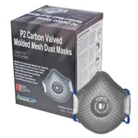 Moulded Mesh Masks, P2, Valved, Carbon, Box10
