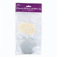 Clr-cupcake bags- ribbon ties- cards 12pk 225 x140 mm