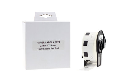 Compatible Brother DK11221 Black on White 23mm x 23mm 1000pcs pack of 5