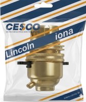 Brass BC 1/2 Inch Lamp Holder c/w Push Bar Pre Packed