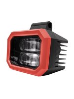 Forklift projecting a bright continuous red line along a warehouse floor with ForkCAST LINE