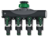 Grimsholm Green 4-way Tap Adaptor with on/off