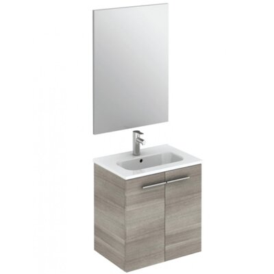 Paris 50cm Wall Hung Unit, Basin & Mirror 2 Door Sandy Grey