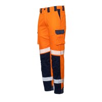 Hi-Vis Cargo Trousers, Ripstop, Orange/Navy
