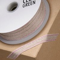 Hessian Ribbon With Stitched Edge Green -10mm x 25m