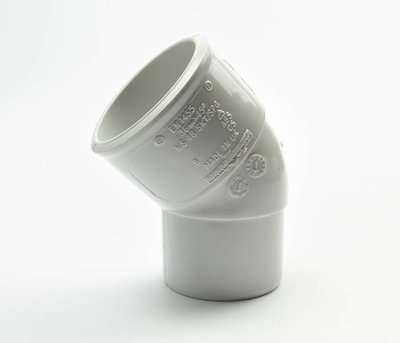 Polypipe 32mm WS48 45 Degree White Spigot Bend