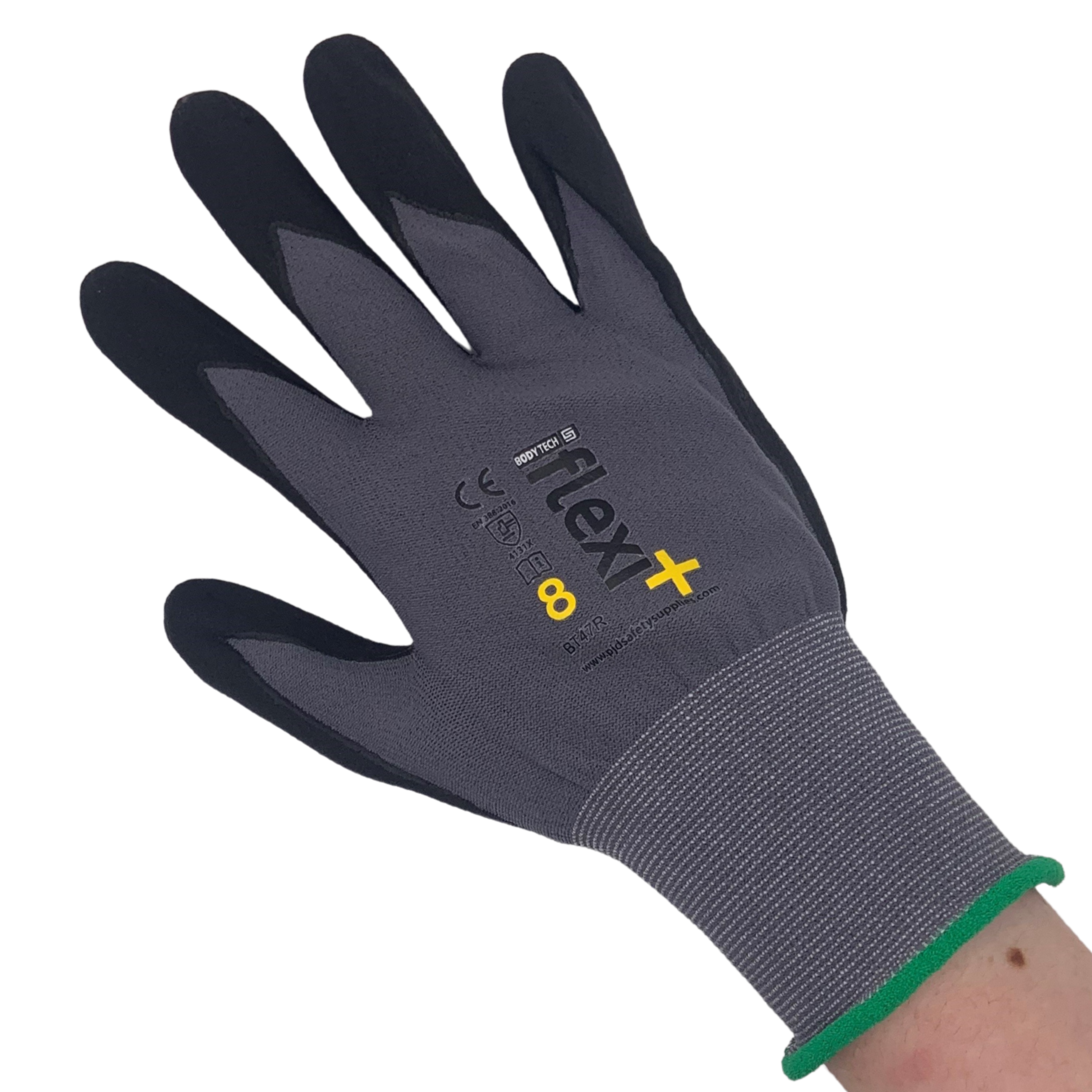 Bodytech Flexi Plus, Nitrile Foam Glove, Black/Grey