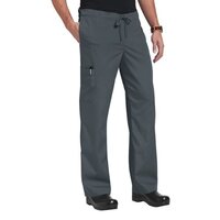 Classic charcoal unisex trousers with a drawstring waist and four pockets.