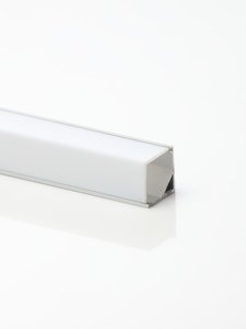 2m Aluminum 45deg Corner Profile Silver Opal Cover