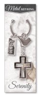 Metal Key Ring/Open Cross/Peace  (74908)