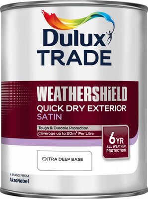 Dulux Trade Weathershield Quick Dry Exterior Satin Extra Deep Base 1L Paint 5089180