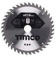 Timco Circular Saw Blade 216mm 40 Teeth 30mm Bore