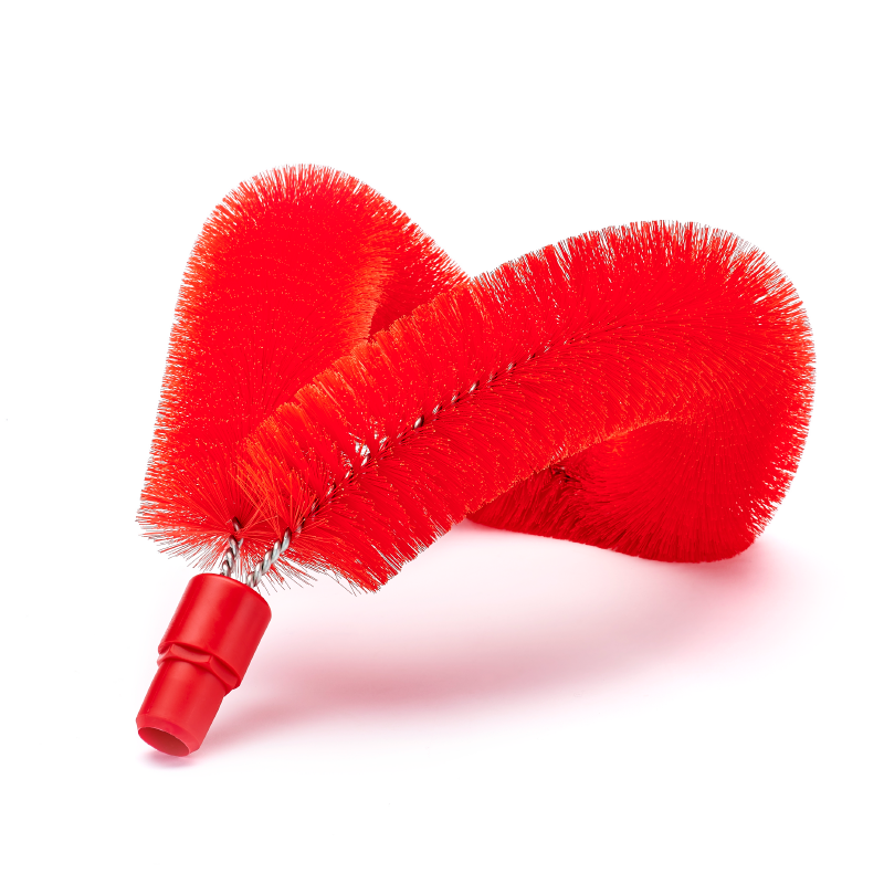 Pipe brush (for threaded handle) curved, flexible, 100mm, red
