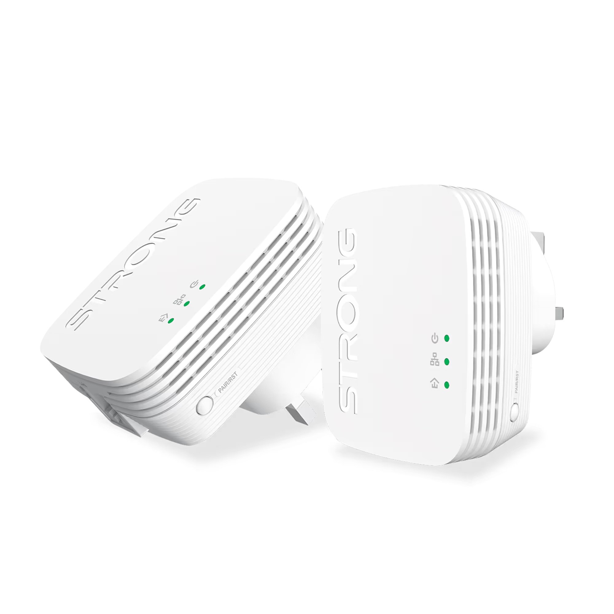 Strong Powerline 600 Duo Mini UK adapter front view white casing