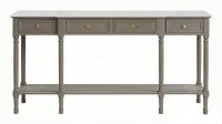 Khaki Console Table 4 Drawers 1 Shelf with White Marble Top 148x38x81cm