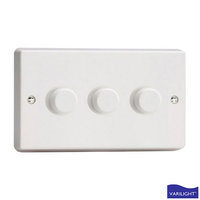Varilight VARJQDP303W 3 Gang 2 Way Push On / Off Dimmer Switch 0 to 120W
