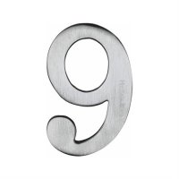 C1568-9-SC - Heritage Brass Numeral 9 Self Adhesive 51mm (2) Satin Chrome Finish