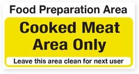 Catering Signs - Food Preparation Cooked Only 100mm x 200mm