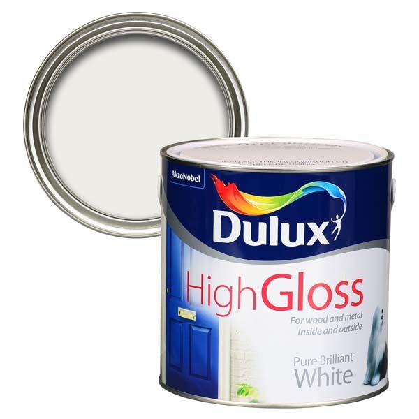 Dulux High Gloss Pure Brilliant White 2.5L Tin & Swatch